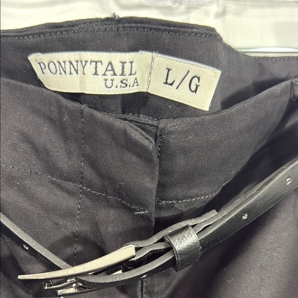 Pony Tail Black Belted Trousers Size L - Picture 2 of 8